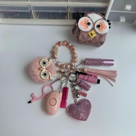 Finger Tiger Whistle Alarm Window Breaker Keychain Set (Color: Pink)